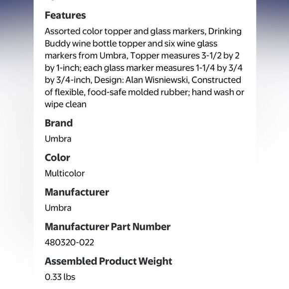 Umbra Drinking Buddy Charms Glass Identifiers & Wine Topper Bar Accessories. NEW - Picture 7 of 7